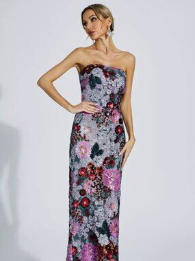 Catchall Amelie Purple Flower Embellishment Dress